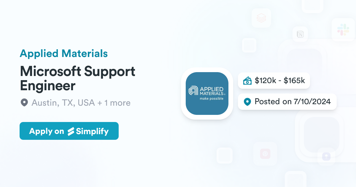 Microsoft Support Engineer Applied Materials Simplify Jobs